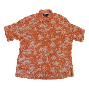 Vintage Polo Ralph Lauren Caldwell Orange Palm Tree Hawaiian Aloha Shirt XL Mens